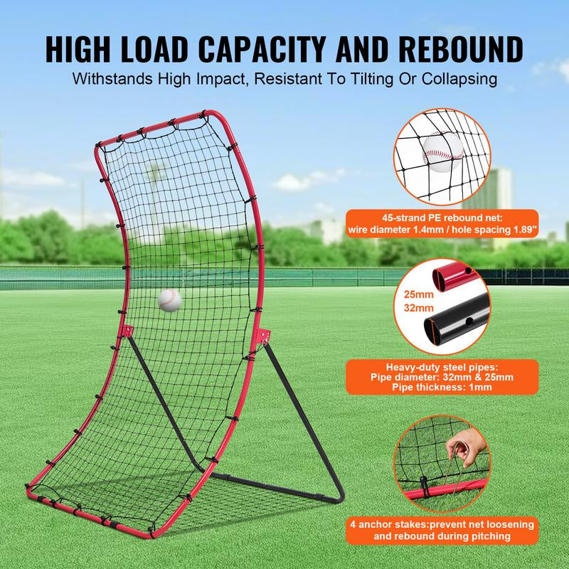 VEVOR Baseball and Softball Rebounder Net, 4 X 5.5 Ft Pitchback Baseball Pitching Nest, Pitch Return Trainer Rebound Net with Pitching Target, All Angle Fielding Rebound Net for Grounders Pop Flies