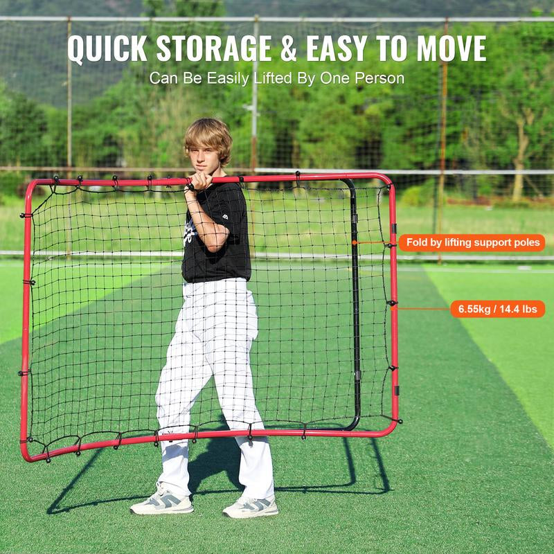 VEVOR Baseball and Softball Rebounder Net, 4 X 5.5 Ft Pitchback Baseball Pitching Nest, Pitch Return Trainer Rebound Net with Pitching Target, All Angle Fielding Rebound Net for Grounders Pop Flies