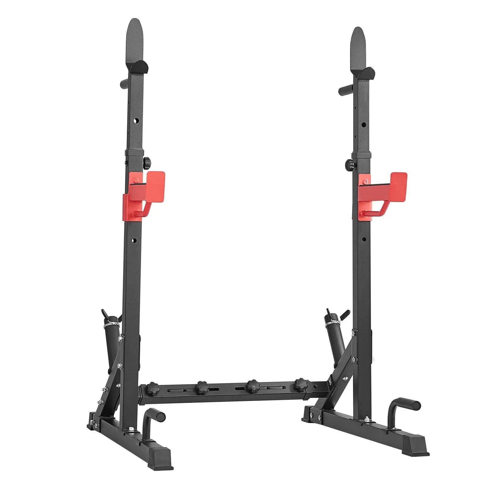 VEVOR Squat Stand Power Rack, Multi-Functional Barbell Rack with Hook, Weight Plate Storage Attachment, Adjustable Free Bench Press Stands, Max Load 600 Lbs Steel Exercise Squat Stand for Gym/Home Gym