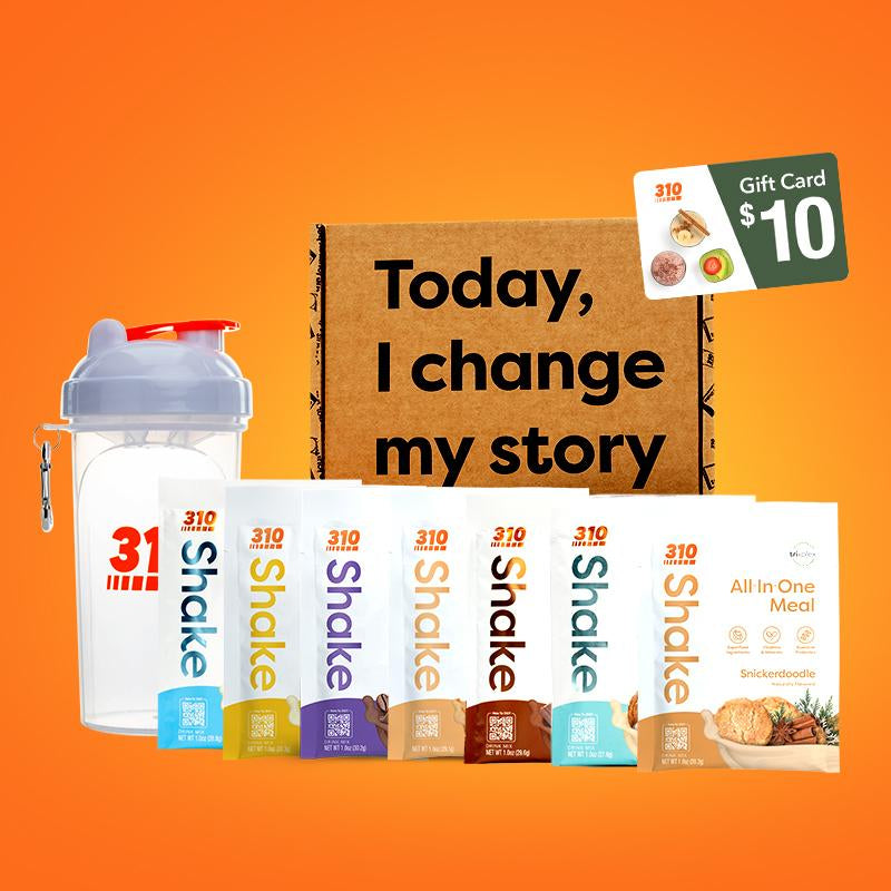 310 Shake Starter Kit: Sugar-Free Meal Replacement Protein Shakes (7 Flavors, 15G Vegan Protein & 110 Calories per Serving, No Artificial Junk)