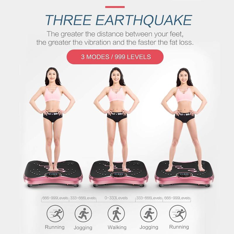 Vibration Plate Exercise Machine Whole Body Workout Vibration Fitness Platform for Home Fitness & Weight Loss + Remote + Loop Resistance Bands, 999 Levels