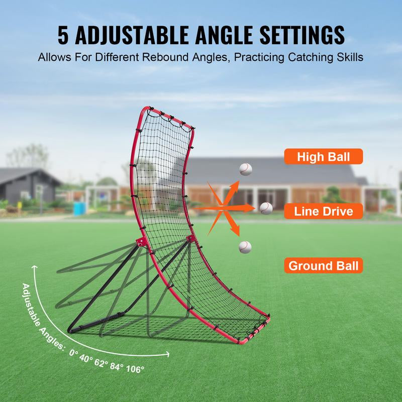 VEVOR Baseball and Softball Rebounder Net, 4 X 5.5 Ft Pitchback Baseball Pitching Nest, Pitch Return Trainer Rebound Net with Pitching Target, All Angle Fielding Rebound Net for Grounders Pop Flies